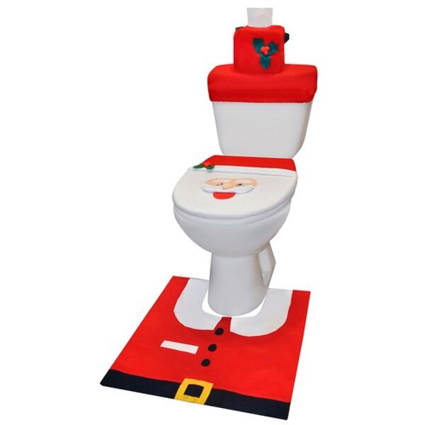 Christmas bathroom set (rug and toilet seat, hat) – 3 pcs.