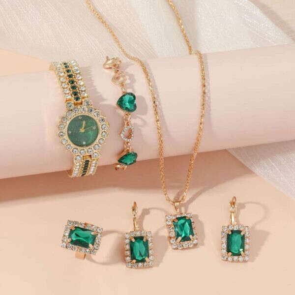 Aceneta – Luxury Jewelry Set with Watch, Bracelet, Necklace, Ring, and Earrings