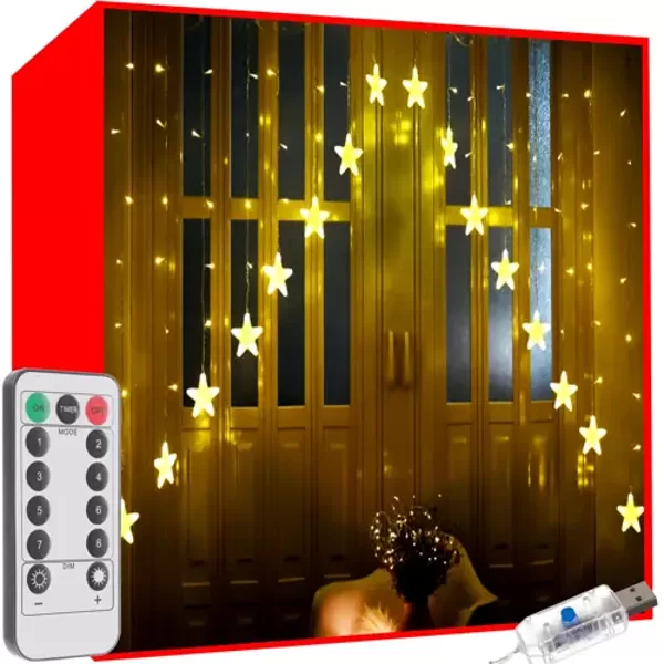 Christmas String Lights Curtain 136LED USB Warm White