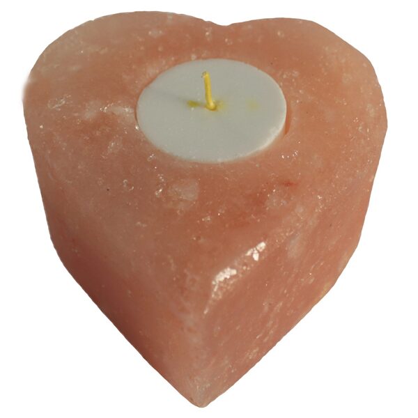 Heart shaped natural salt candle holder