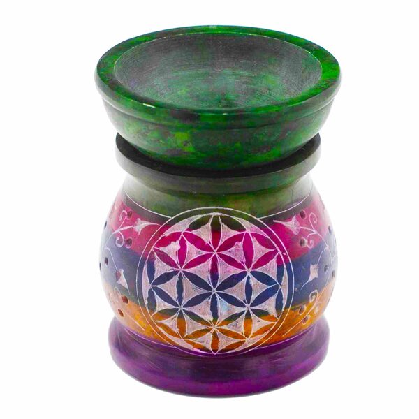 Soapstone oil burner 10cm - Flower of Life