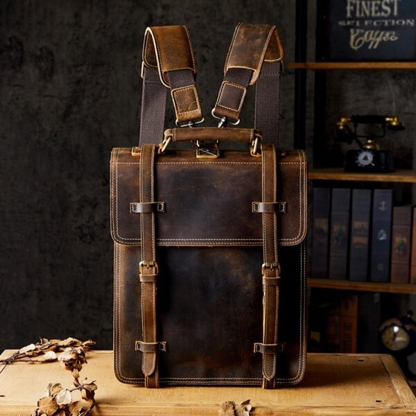 Leather backpack for everyday use for men