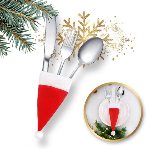 Cutlery Holder with Santa Hat Design