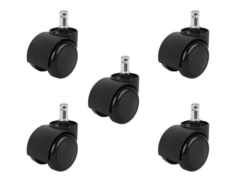 Office chair wheels set 5 pcs., black