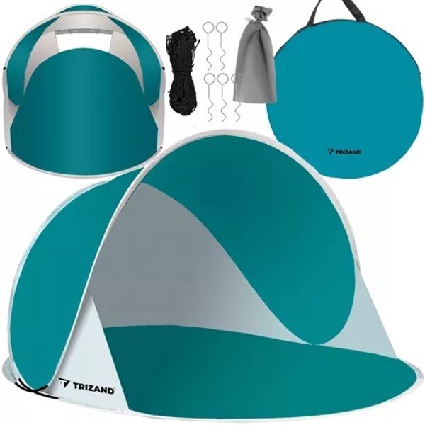 Beach tent POP UP with mosquito net, blue - white