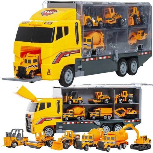 Toy truck LAWETA set + 6 cars / construction vehicles